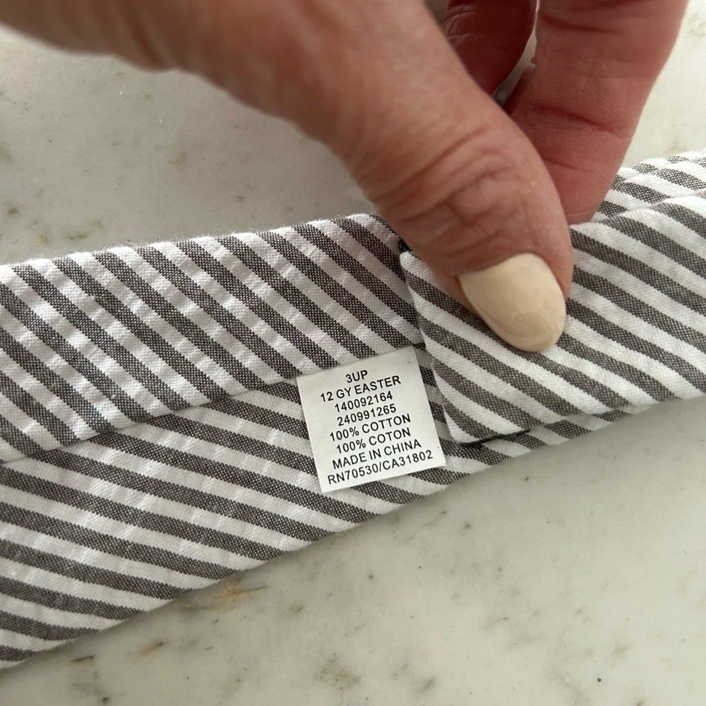Kids Striped Gray and White Seersucker Necktie